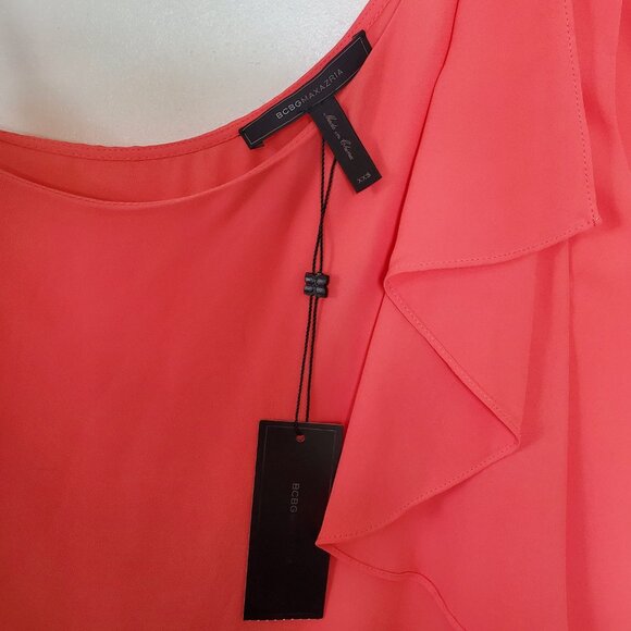 BCBGMaxAzria-Women's 'Lana' One Shoulder Draped Chiffon Blouse-Size XXS Ambrosia - Picture 13 of 14